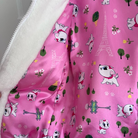 Disney Pink & White Faux Fur Hooded Coat SZ 3T Aristocats Cozy Valentines - Picture 8 of 12